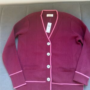 Anthropologie Burgundy and Pink Cardigan Sweater